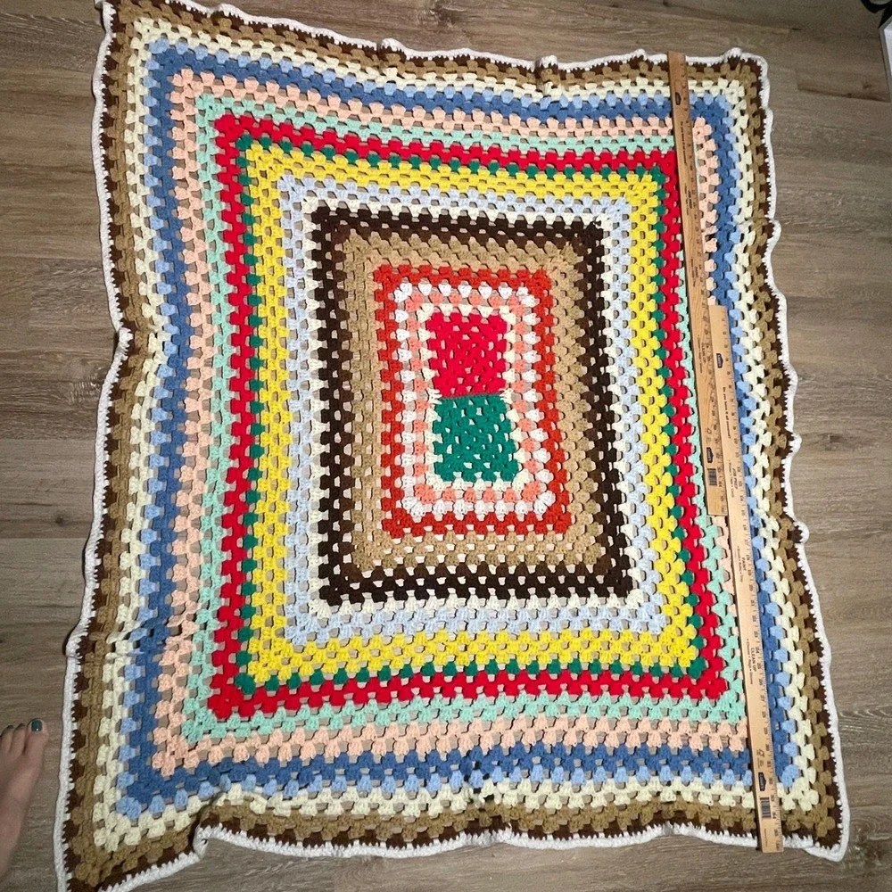 Handmade Colorful Crochet Blanket Throw Afghan Granny Square Knit 48